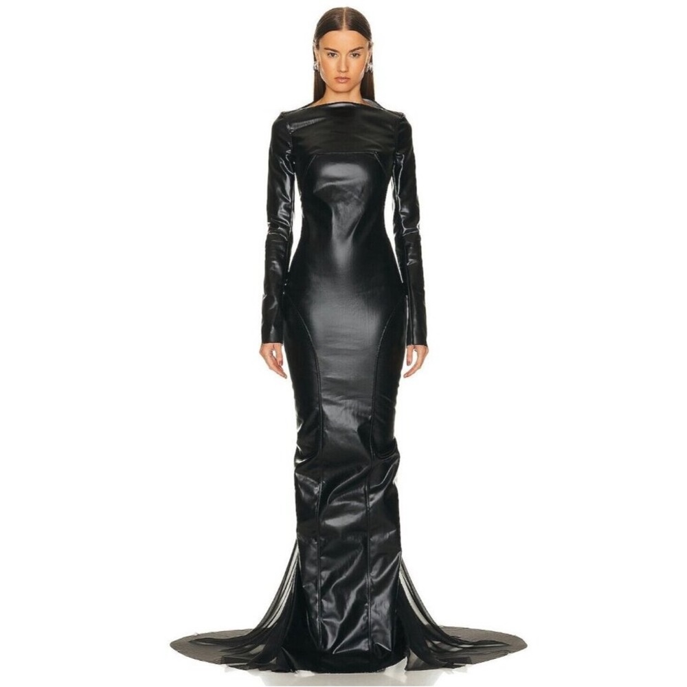 Rick Owens Sleek Black Long Sleeve Gown
